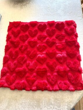 Valentine Red Heart-Textured Decorative Pillow Cover